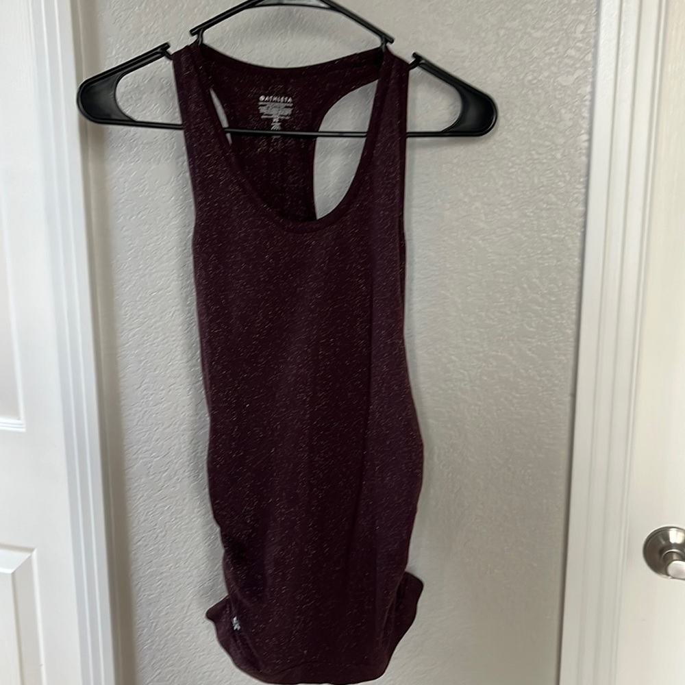 Athleta Momentum Shine Sparkle Ruched Tank Top XS EUC